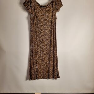 Cynthia Rowley Brown Leopard Midi Dress